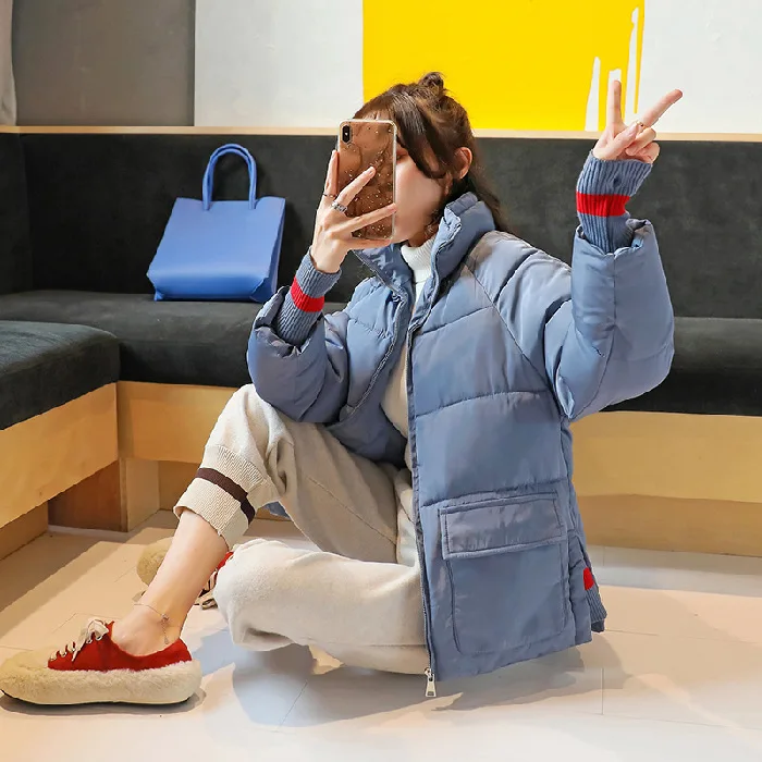 

Short Cotton Coat Women's 2019 New Style Korean-style Slim Fit Thick Stand Collar Cotton-padded Jacket down Feather Cotton-padde