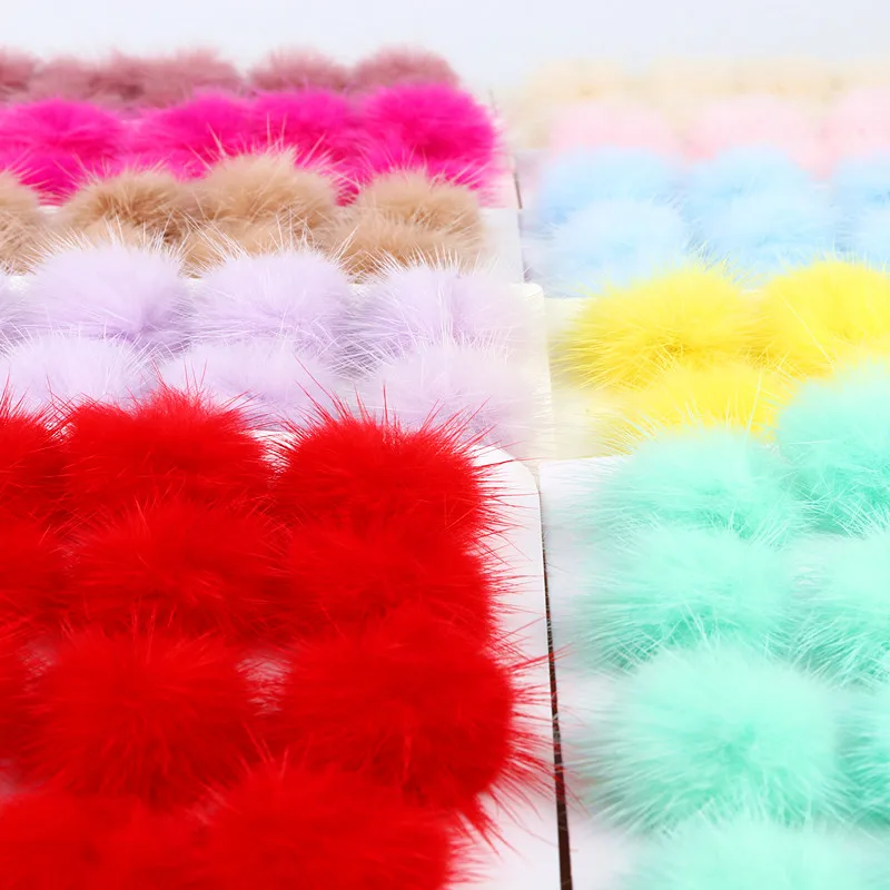 Jewelry Making Supplies Craft Supplies Pom Poms Craft Supplies 3cm Mink Pom Poms Fluffy Keychain Hair Accessories Earrings Sandals Household Furry Handmade DIY Material Accessories 5/10 Pcs