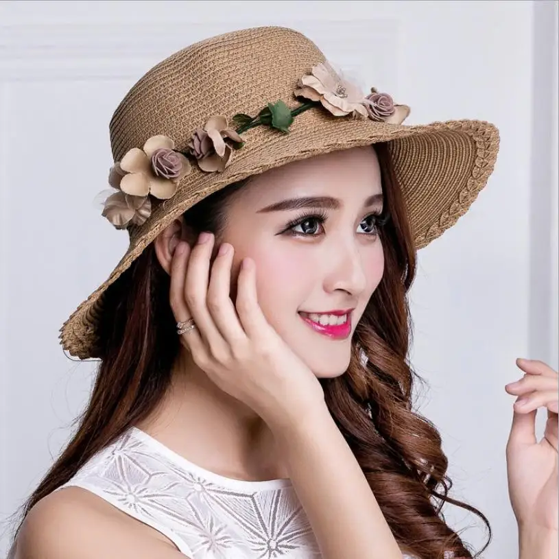 

Korean-style Summer Visor UV-Protection SUN Hat WOMEN'S Wreath Cool Sun-Protection Beach Hat Straw Hat