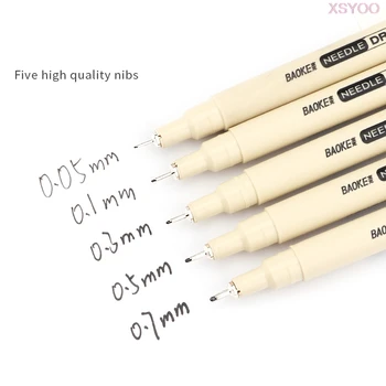 

BAOKE 5pcs/set Micron Needle Drafing Pen Waterproof drawing Pen 005 01 03 05 07 Art Markers for Sketch design sketch sign