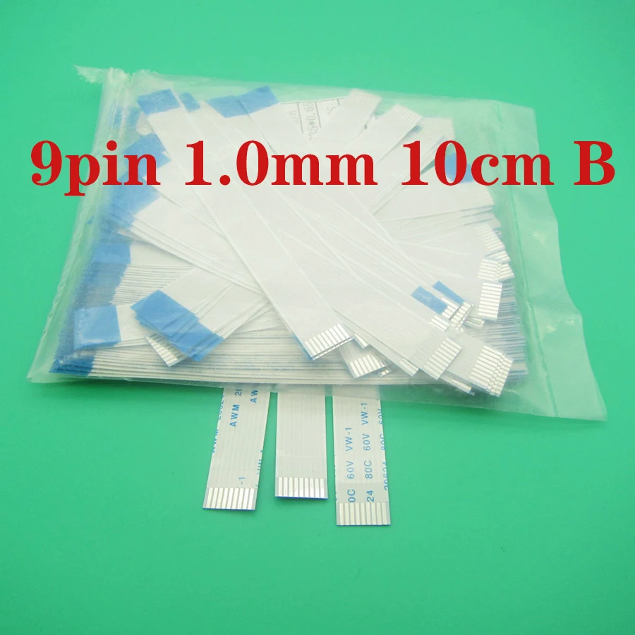 

1pcs new FFC FPC 9pin flat flexible cable 1.0mm pitch 9-pin reverse length 100mm width 10mm strip 9p flexible cable