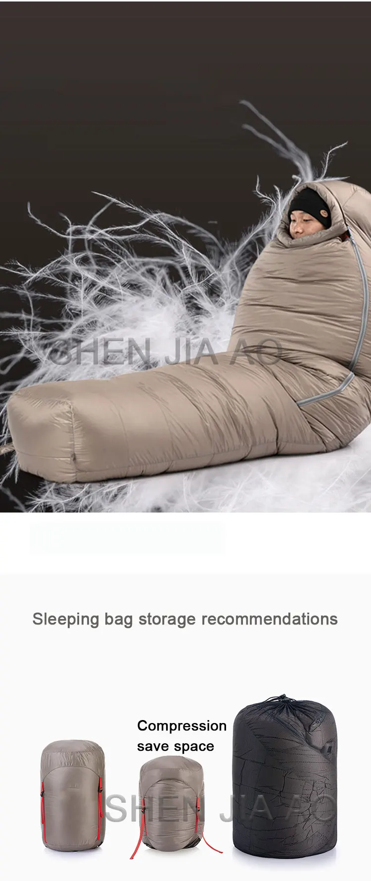 Professional Hiking Winter Outdoor Camping Sleeping Bag Minus 20-30 Degrees Warmth And Thick Goose Down Sleeping Bag H87261ded2ada45de91bd1fc01314c4f5A
