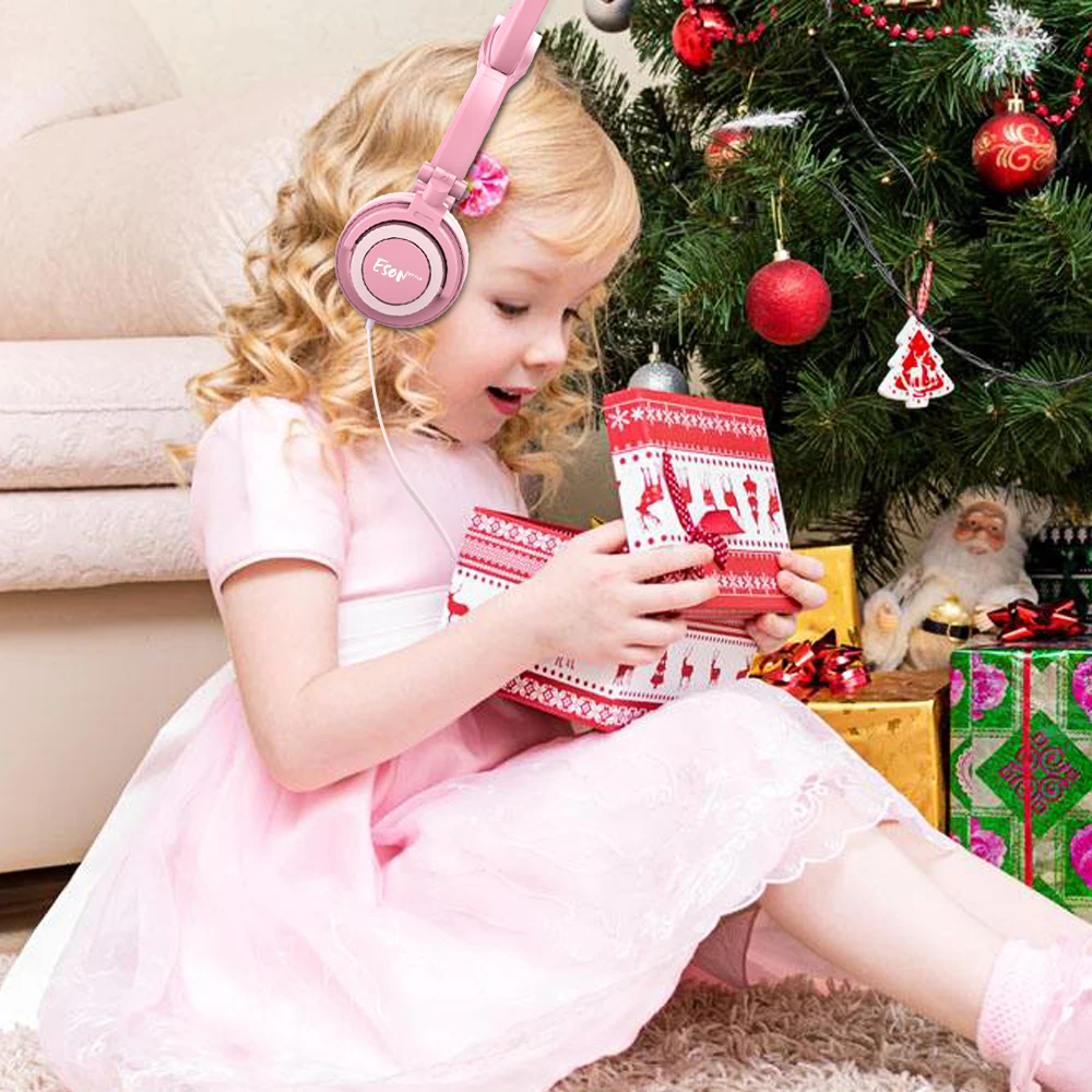 Esonstyle Kids Headphones Over Ear with LED Glowing Cat Ears Safe Wired Headsets 85dB Volume Limited Headphones For Kids Gift