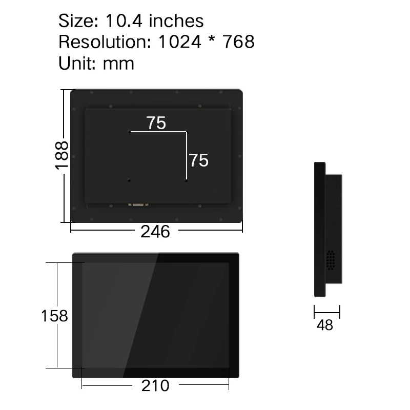 10,4 15 17 12,1 дюймов монитор емкостный сенсорный экран промышленный дисплей VGA USB 1024*768