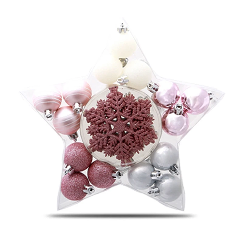 

24Pcs Balls Grind Silver Pink Hanging Different Adorable Christmas Ball Christmas Tree Ornament for Shop Office Home