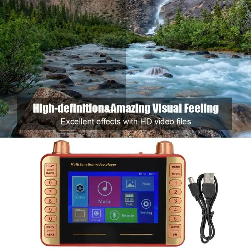 Портативный 4," Мини lecteur MP3 musique аудио enregistreur Video FM радио TF carte USB 32 Гб Поддержка de disque plusieurs форматов