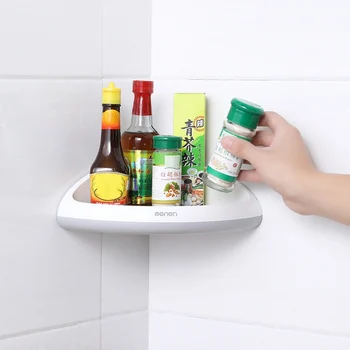 

Bathroom Simple Wall-Mounted Storage Basket Punch-Free Triangular Plastic Storage Basket Bathroom Shelves New