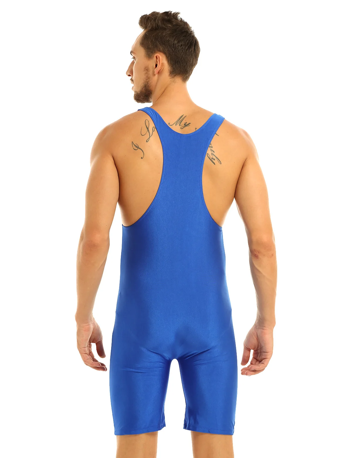iEFiEL Mens Lingerie One-piece Sleeveless Solid Modified Wrestling Singlet Boxer Briefs Tight Bodysuit Underwear Underpants