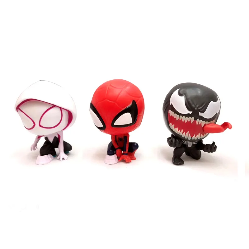 

Spider Man Into The Spider Verse Action Figure Q Version Spiderman Model Decor 8cm Venom Gwen Stacy Pvc Toy Figure