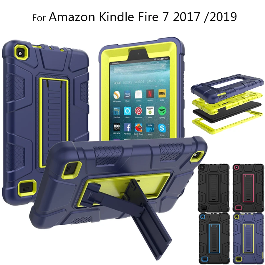 Для Amazon Kindle Fire 7 2019 чехол двухслойный Гибридный противоударный e-Reader для планшета