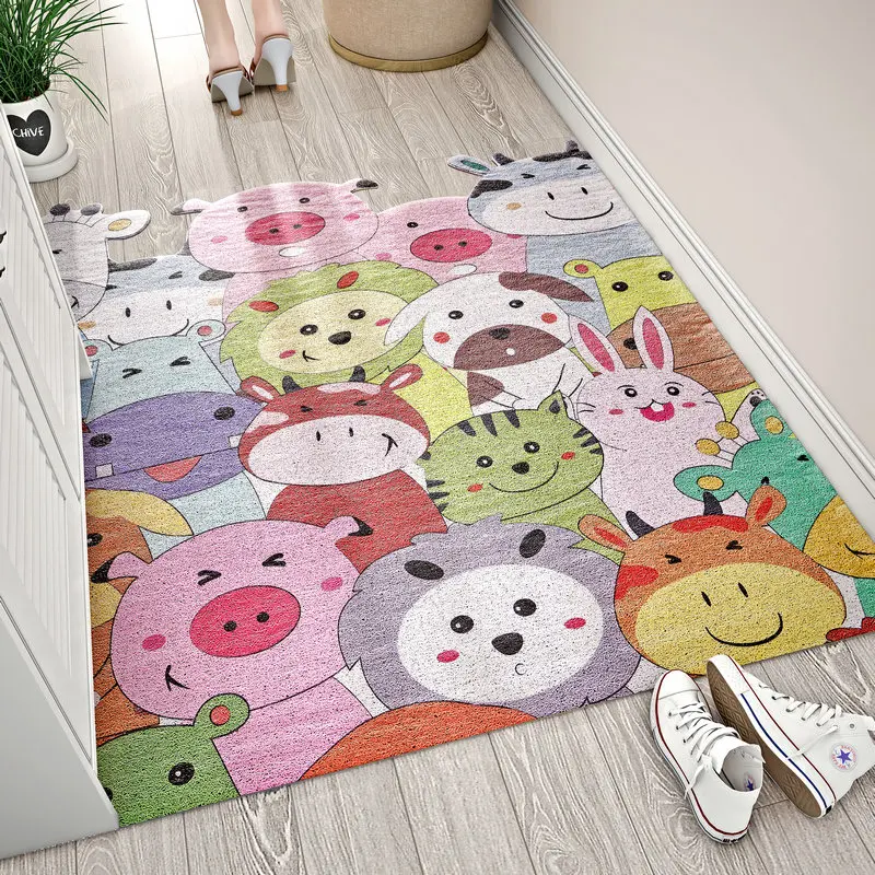 Customizable floor mats, home passage carpets, door dustproof floor mats, cartoon pattern PVC wire ring kitchen floor mats
