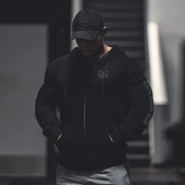 Sudadera con capucha para gimnasio para hombre sudadera de culturismo para Fitness chaqueta de Fitness para