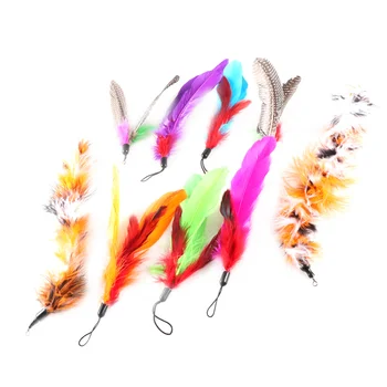 

9Pc Feathers Nontoxic Colorful Interactive Durable Feathers Replace Heads for Cats Kitten Toy Wands