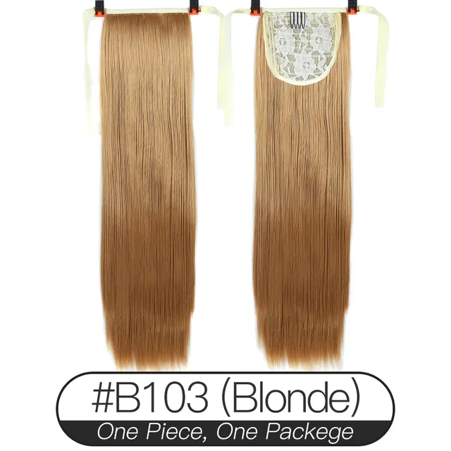 Xnaira Synthetic Fake Hair Pieces Afro Long Straight Drawstring Ponytail  Hair Bun Pony Tail Clip in Hair Ponytail Extensions 103