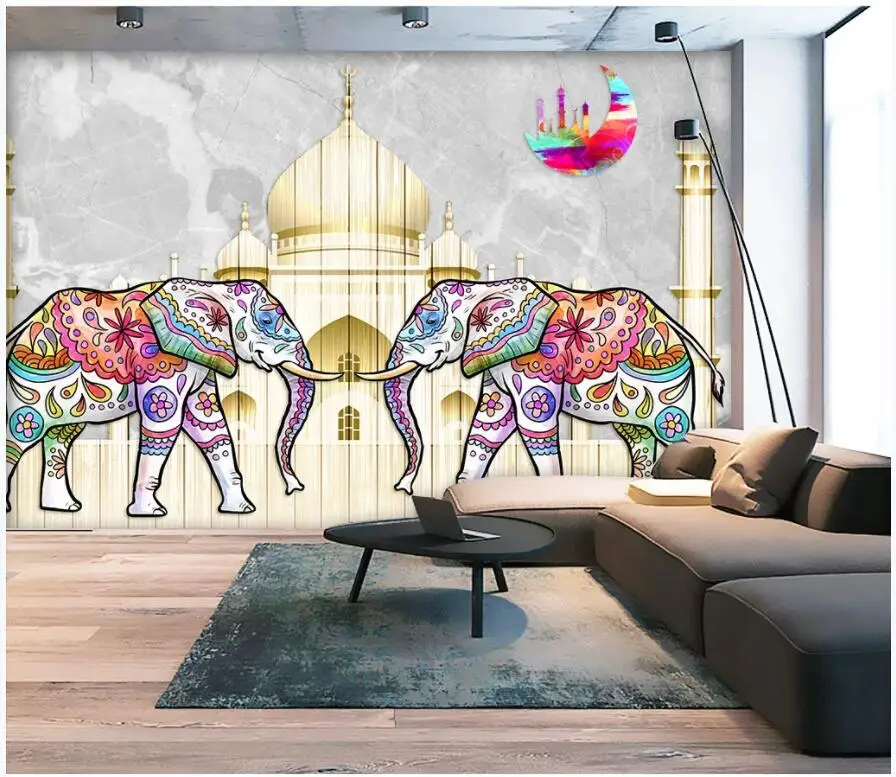 Custom photo 3d wallpaper Indian style hand painted elephant room background  home decor 3d wall murals wallpaper for walls 3 d - AliExpress Home  Improvement