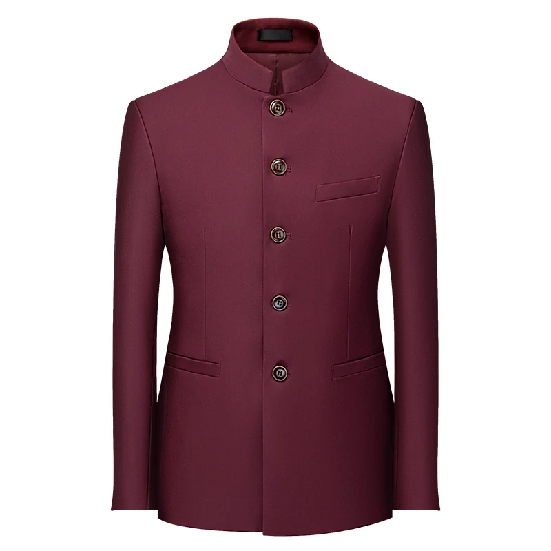 Causal Blazer Coats Men Stand Collar Solid Color Suit Jacket Mens Blazers Fashion Slim Fit Chinese Style Wedding Coats Plus Size