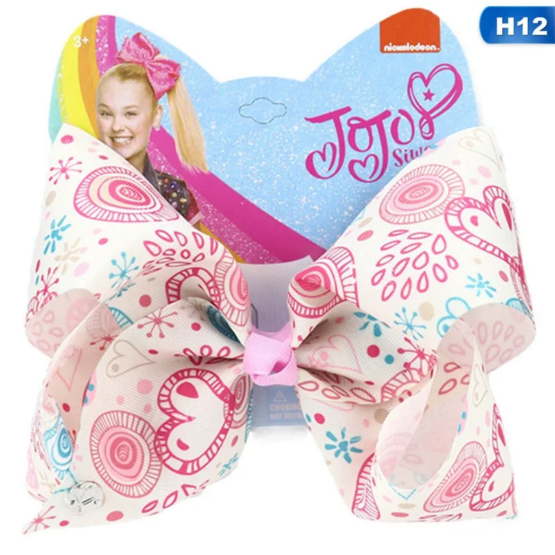 Новинка 8 дюймов JOJO SIWA большой бант для волос Радуга коробка Мода бант-узел шпильки подарок на день Святого Валентина - Цвет: H12