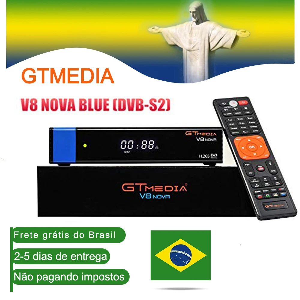 GTMEDIA V8 NOVA Blue Frete De Sao Paulo Nenhuma Tarifa радиоприемник спутниковой связи, цифровое телевизионное вещание S2 Поддержка встроенного Wi-Fi, Ethernet power vu biss