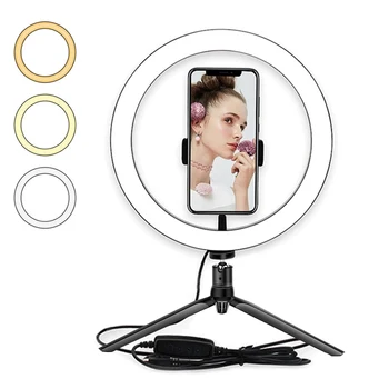 

6/10inch LED Ring Light with Tripod Stand Photography Lighting profissional selfie Phone Ring light Lamp YouTub Video shooting