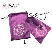

1pc Velvet Pentagram Tarot Storage Bag Board Game Cards Embroidery Drawstring Package Witchcraft Supplies For Altar Tarot Bags