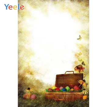 

Happy Easter Basket Butterfly Spring Eggs Flower Dreamy Backdrop Photography Vinyl Baby Photographic Background For Photo Studio