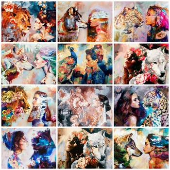 

AZQSD Painting By Numbers Wolf Coloring By Numbers Animal Paint By Numbers For Adults Arcylic Oil Painting Home Decor Gift