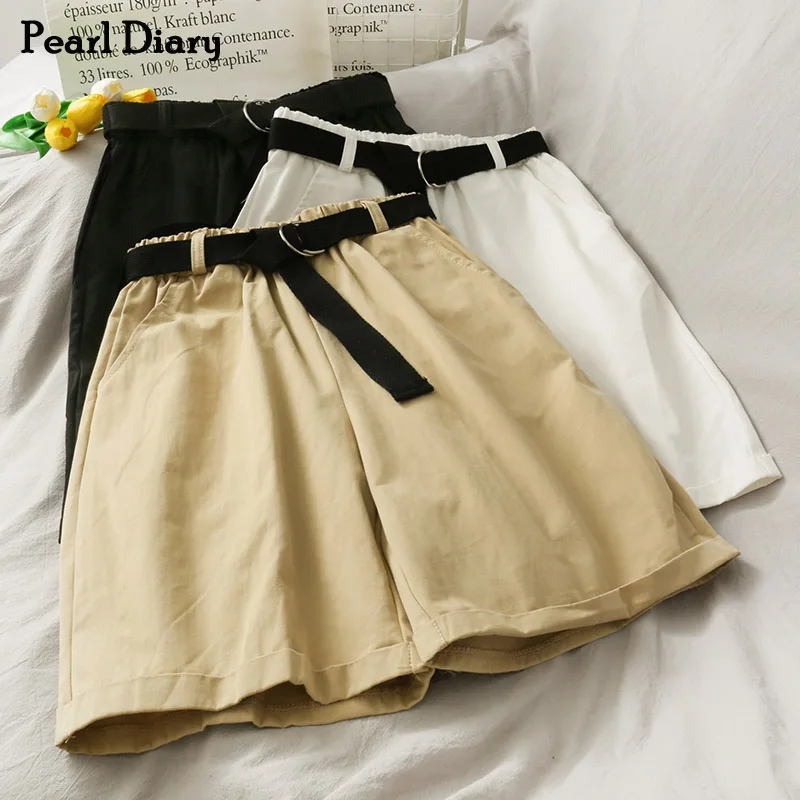 Женские повседневные короткие шорты Pearl Diary летние однотонные с эластичным
