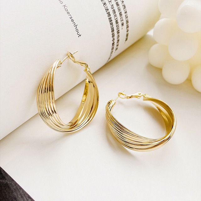 Fashion Distortion Interweave Twist Metal Circle Geometric Round Hoop Earrings for Women Accessories Retro Party Jewelry