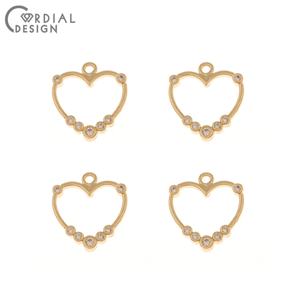 Cordial Design 100Pcs 14*14MM Jewelry Accessories/Hand Made/Earrings Pendant/Heart Shape/Jewelry Findings Components/DIY Making - cordial