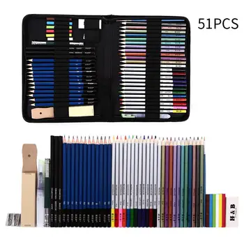 

Sketch Pencil 51pcs Student Drawing Artist Portable Crafts Art Supplies Stationery Painting Painting Tool Set Graffiti