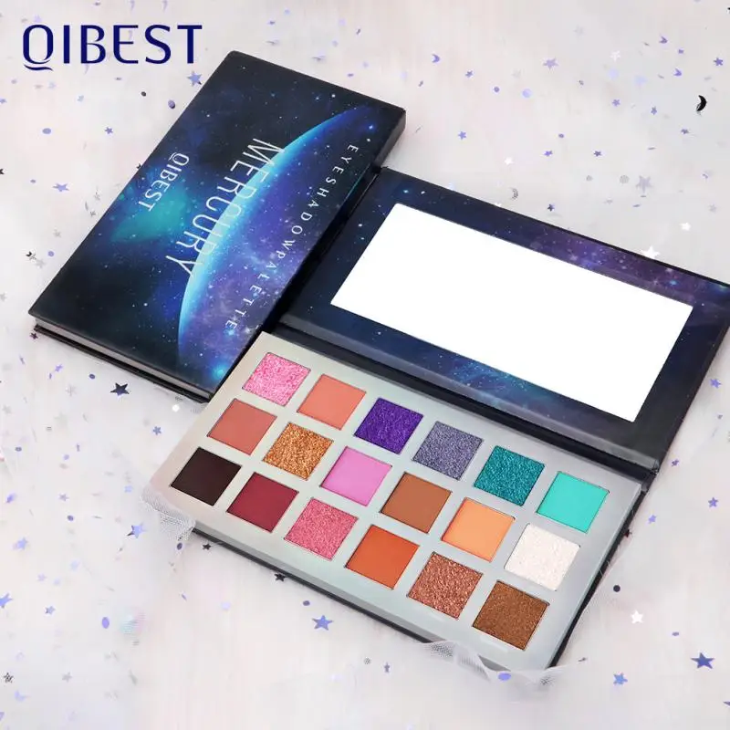 Палитра теней для век QIBEST 2020 18 цветов блестящие матовые тени водостойкие