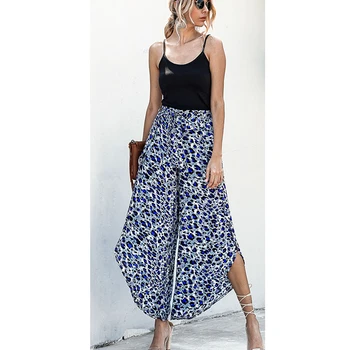 

Summer Women Casual Printed Loose Bandage Fashion Bohemian Beach Holiday Wide-leg Pants Femme European Trousers SJ5858E