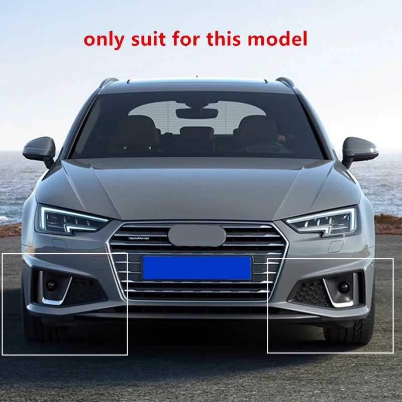 Передняя противотуманная фара ветер нож клыки отделка полоски 2 шт. для Audi A4 B9 стайлинга автомобилей Защита кузова наклейки