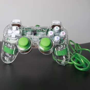 

Transparent LED Wired USB Gamepad Double Vibration Joystick Game Controller Joypad For PC Laptop For Win7/10/XP Clear