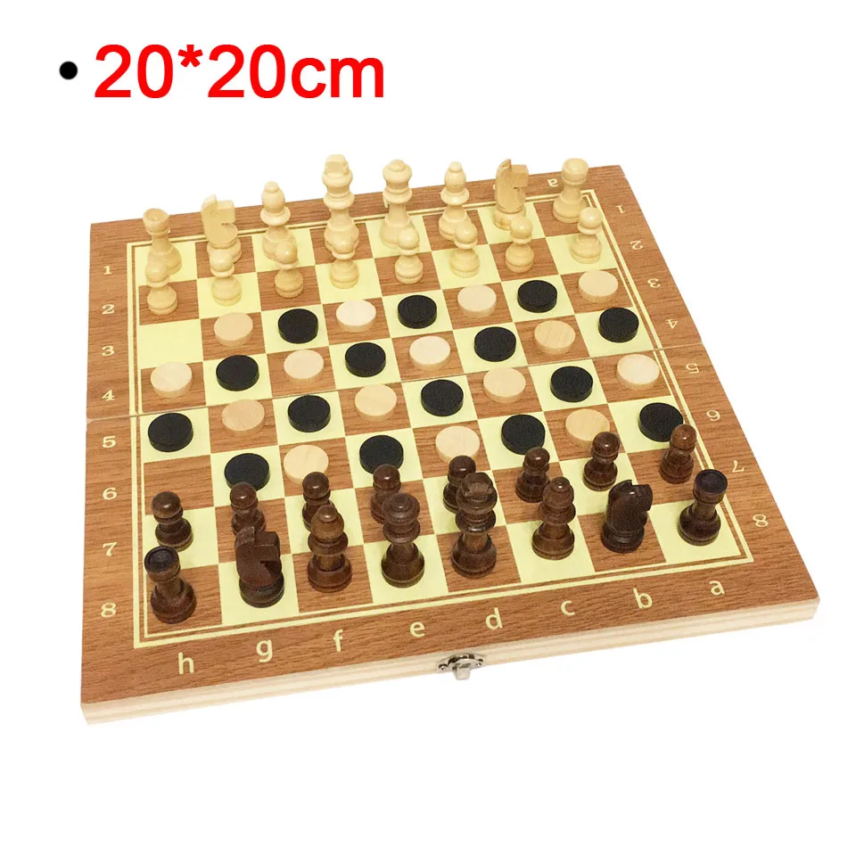Деревянный Шахматный набор, нарды, шашки, 3 в 1, шахматы для путешествий, деревянные шахматы и доски для детей, взрослых, три игры I1 - Цвет: ZH yellow 20x20 cm