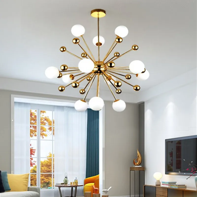 

Postmodern Loft Art Dandelion Led Chandelier Creative Gold Warm Bedroom Dinner Living Room Cafe G4 Hanging Light Fixtures