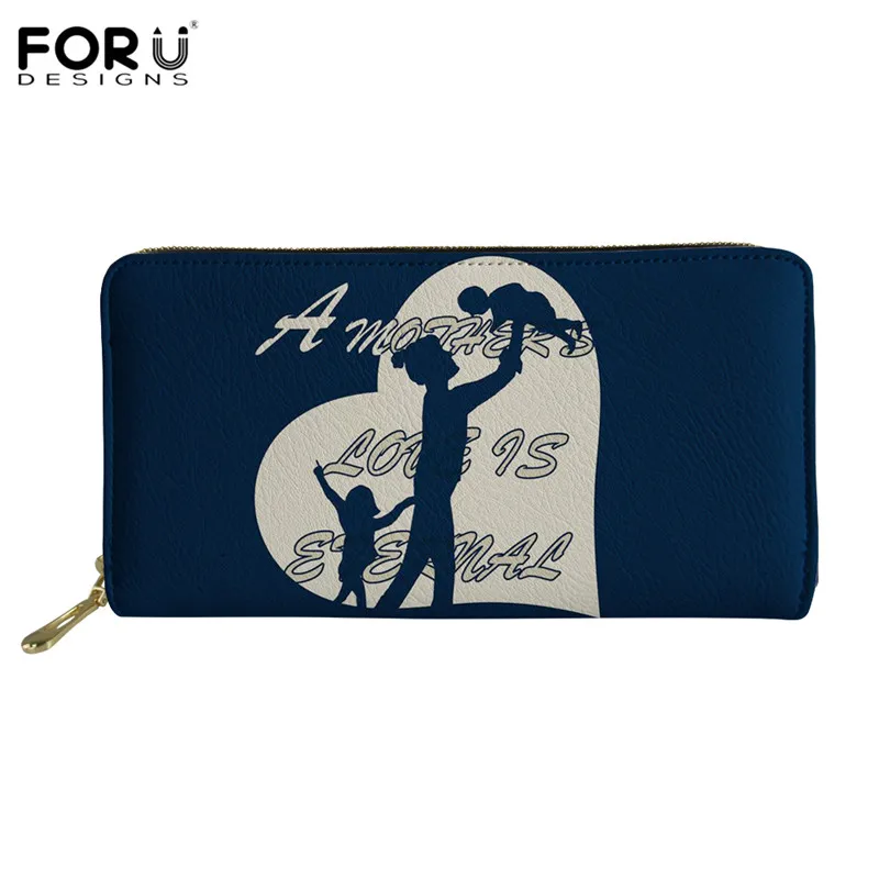 FORUDESIGNS Super Mom&Baby Design Ladies Multifunction Solid Credit Coin Purses With Zipper Female PU Leather Carteira Feminina - Цвет: HMA083Z21