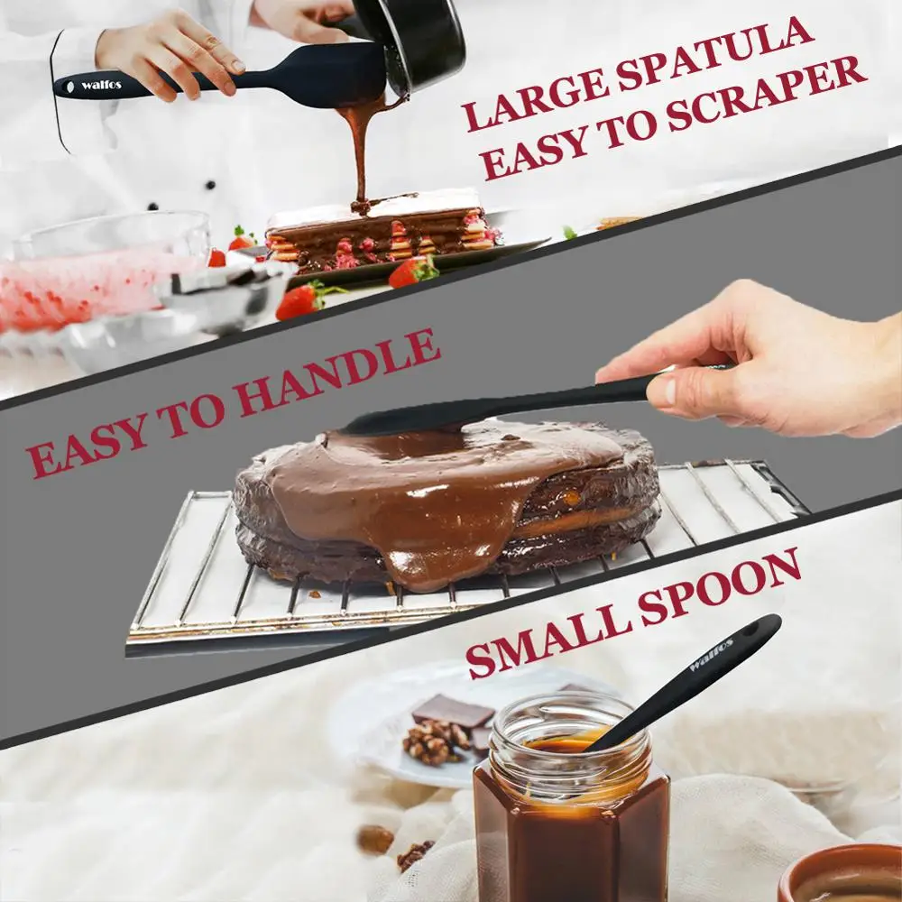 Kitchen Utensils 5 Pcs Non-Stick Silicone Cream Spatula Cooking Spoon
