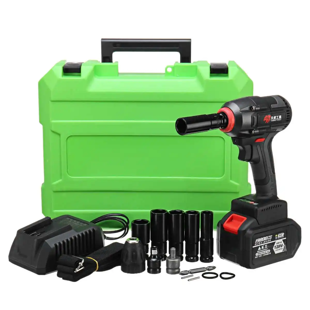 Single Battery 128VF 19800 мАч бесщеточный Аккумуляторный ударный электрический гайковерт 520 Н. М крутящий момент 1/" торцевой ключ электроинструмент для домашнего автомобильного колеса - Цвет: Single Battery