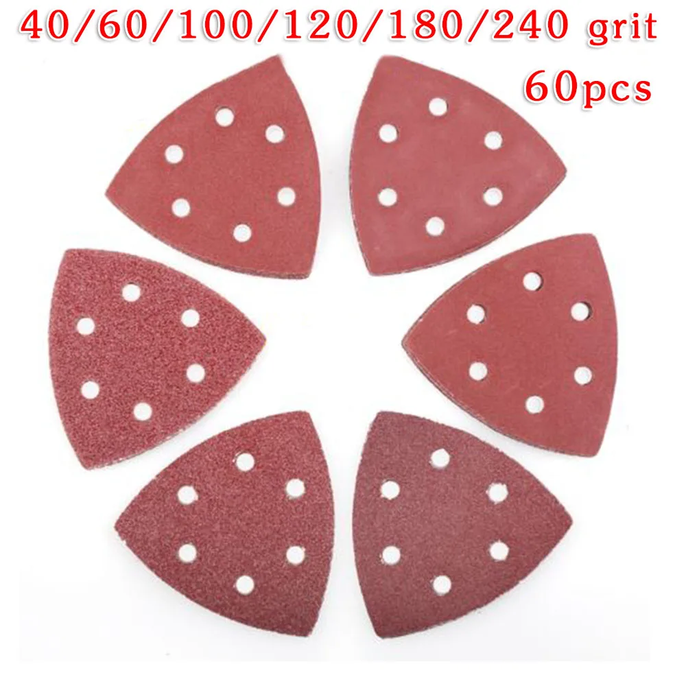 

Part Sandpaper Supplies 40-240 grit 60pcs Hook & Loop Alumina Triangular