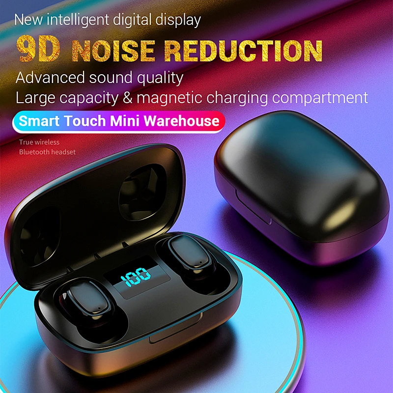 TWS Handsfree Bluetooth Earphone Bass Stereo Gaming Sport Touch Control Headset Mic LED earbuds Display Sport Wireless Headset