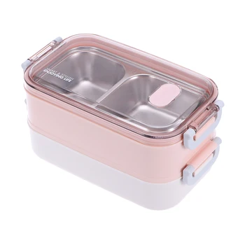 

1 Pc 1600ml Bento Box School Box Plastic Box Lunch Box Double-layer Box for Office Outdoor School Home