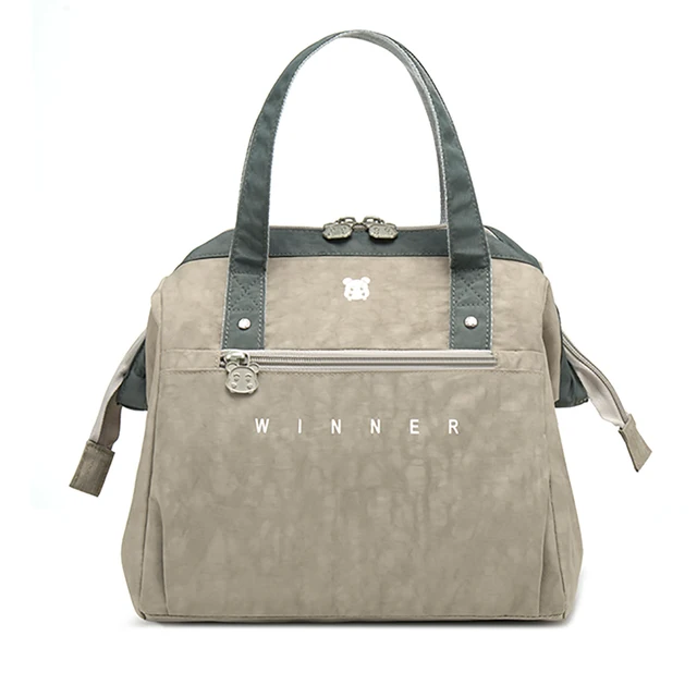 Portable Lunch Bag  New Thermal Insulated Lunch Box Tote Cooler Bag Bento Pouch Lunch Container School Food Storage Bags S-Brown
