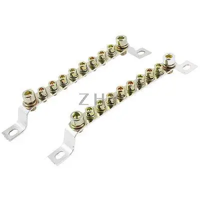 

Bronze Tone 2x20 10 Positions Terminals Barrier Connector 2 Pcs