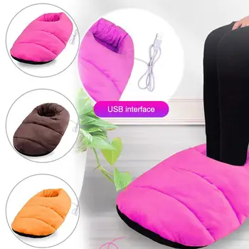

Winter Foot Warmer Shoes Soft Electric Heating Shoes USB Rechargeable Snow Boots Washable For Home Office Warm