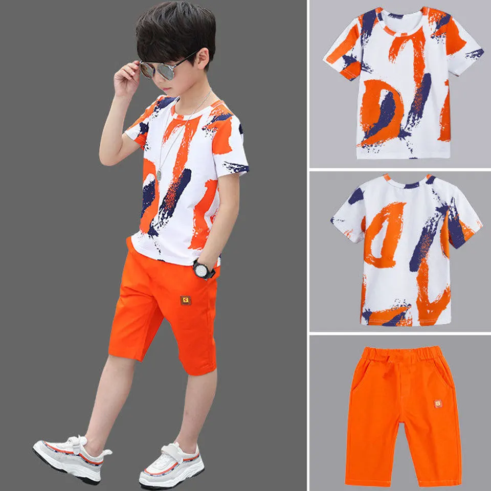 

Summer Boys Clothes New Casual Children Clothing Sets Short Sleeve T Shirt +Short Pants Kids Suit For Boys 3 4 6 8 10 12 Years