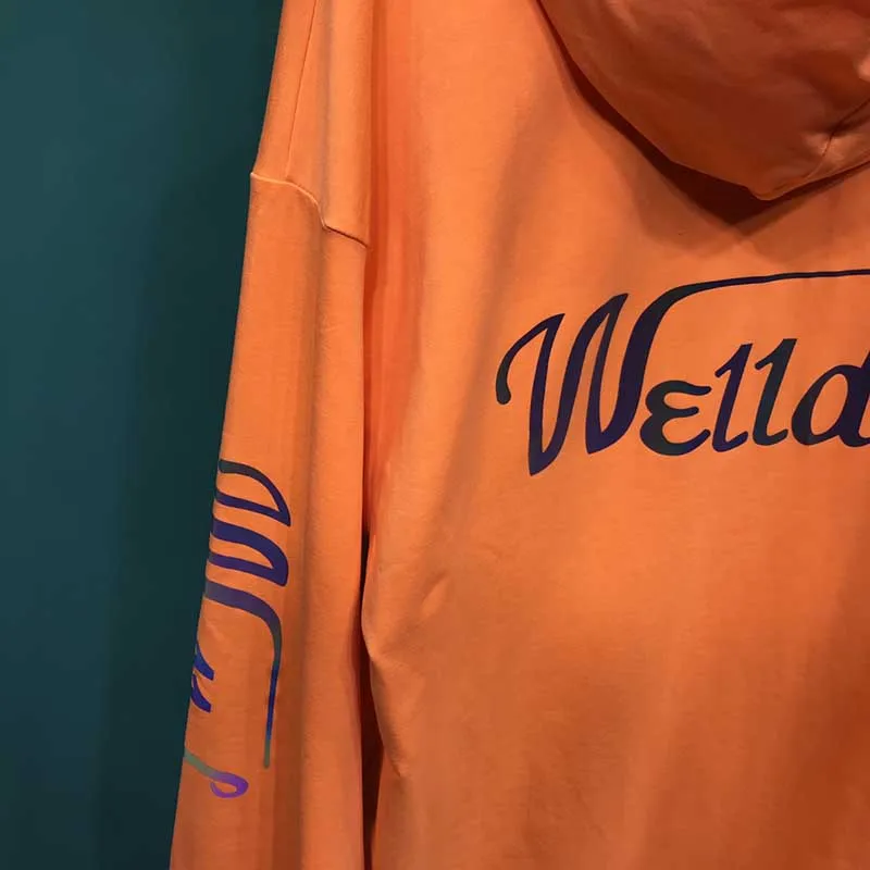 19SS We11done Модная брендовая толстовка высокое уличное свободное Для мужчин Для женщин Повседневное We11done цветной, отражающий Толстовка с длинным рукавом