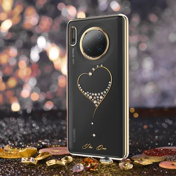 

Original Kingxbar Diamond Crystals Case For Huawei Mate 30/ Pro/ 5G Luxury Rhinestone Heart Slim Hard Plated Clear PC Case Cover