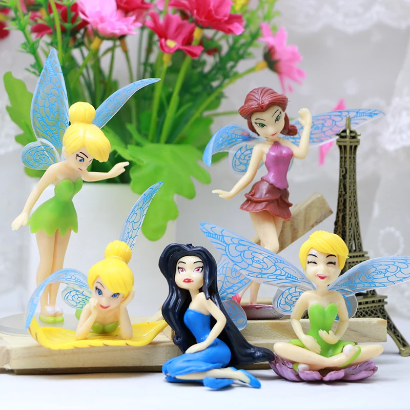 

1/5/6/7 pcs/set Tinkerbell Princess Fairy Action Figure Cartoon Anime Princess Miss Bell Cake Decoration Girl Toy Baby Gifts