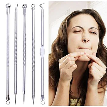 

5pcs/set Extrusion Of Acne Stick Against Black Dots Tools For Face Removing Black Dot Cleaning Pores Blackhead Blemish Remover